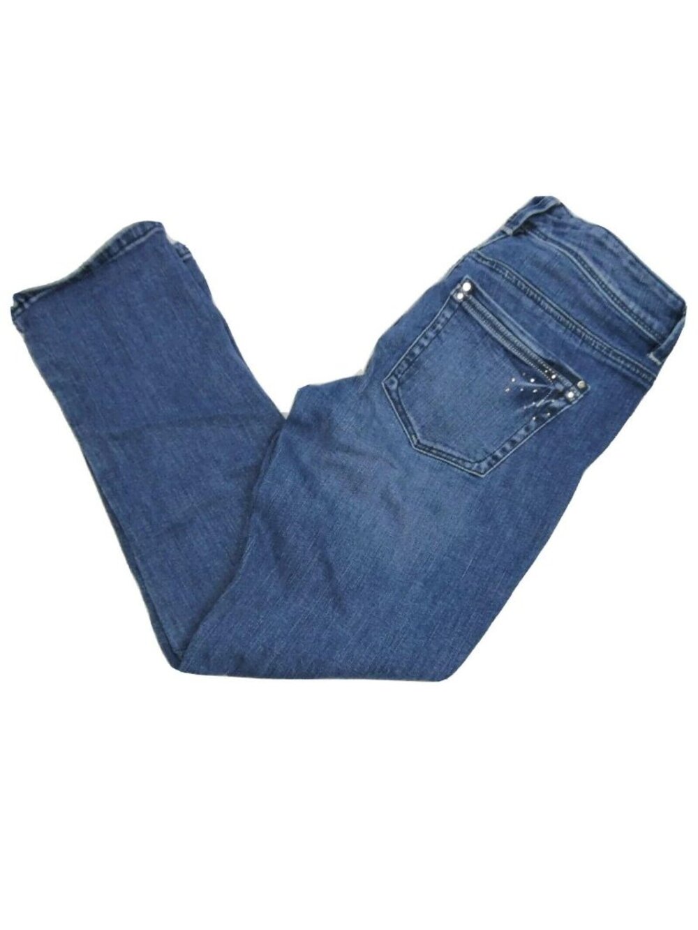 White House Black Market Blanc2 Slim Crop Jeweled Denim blue Jeans Size 2